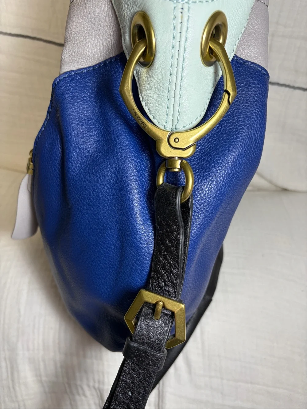orYANY Blue and Gray Colorblock Hobo Bag NWT